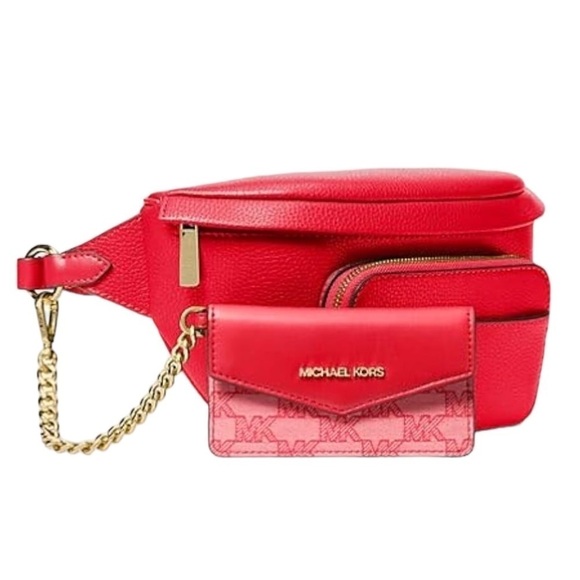 NWT MICHAEL KORS Maisie Large Pebbled Leather 2 in 1 Dark Sangria Color - Picture 1 of 11